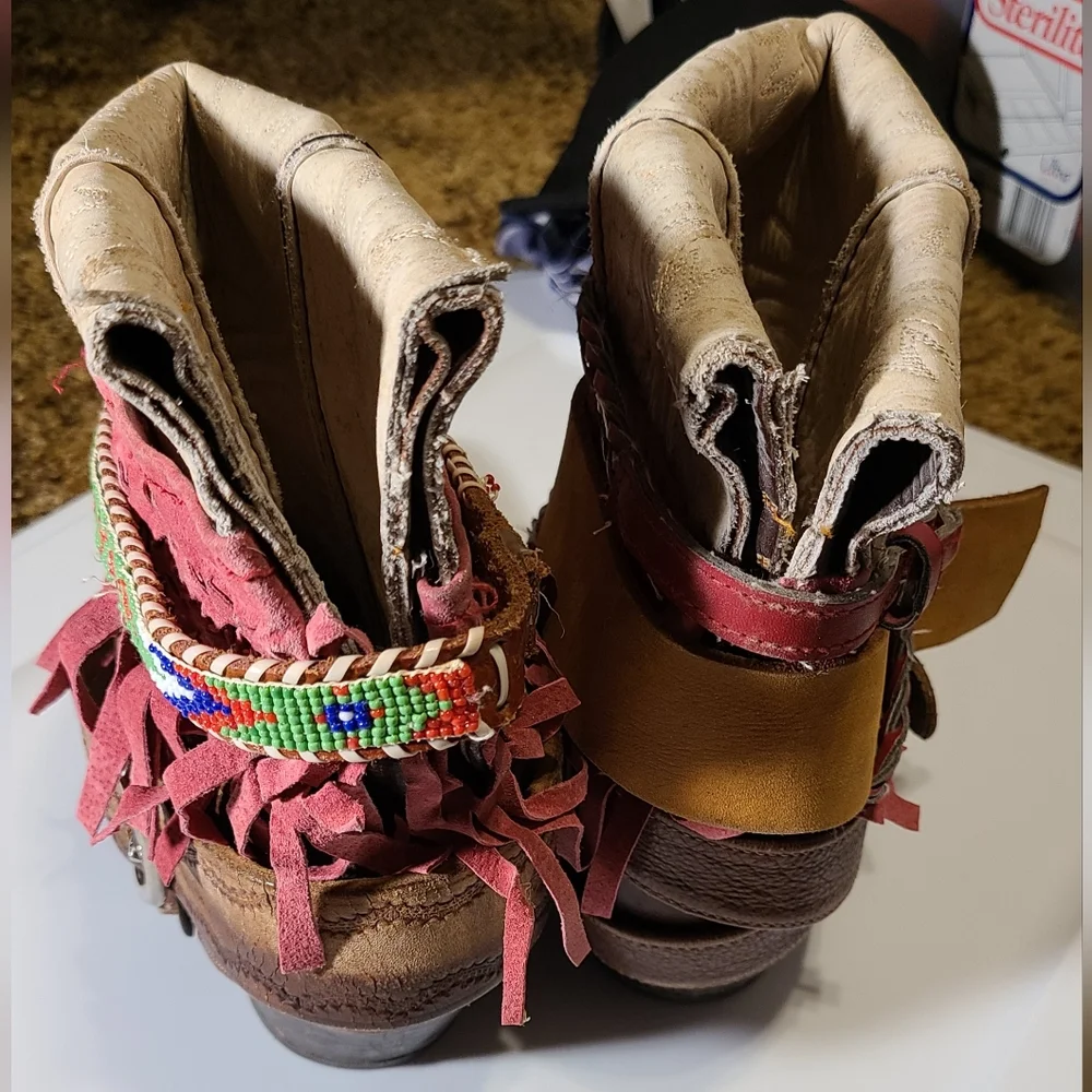 Dan Post Sz 8 Boho Upcycled Embellished Cowboy Boots - Picture 4 of 4